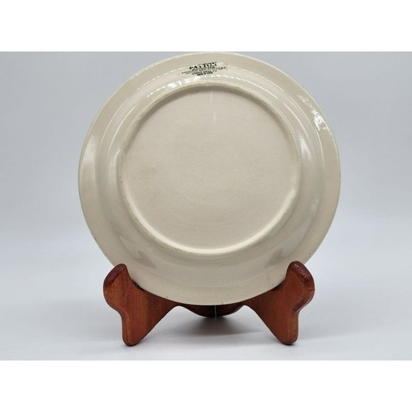 Vintage Happy Bunny Plate Garden White Rabbit Pink Spongeware Handmade Patton - Picture 3 of 8